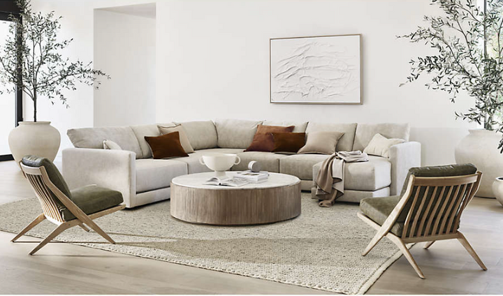 Gath Sofa 89-inch gray modern sofa with plush cushions in a small living room