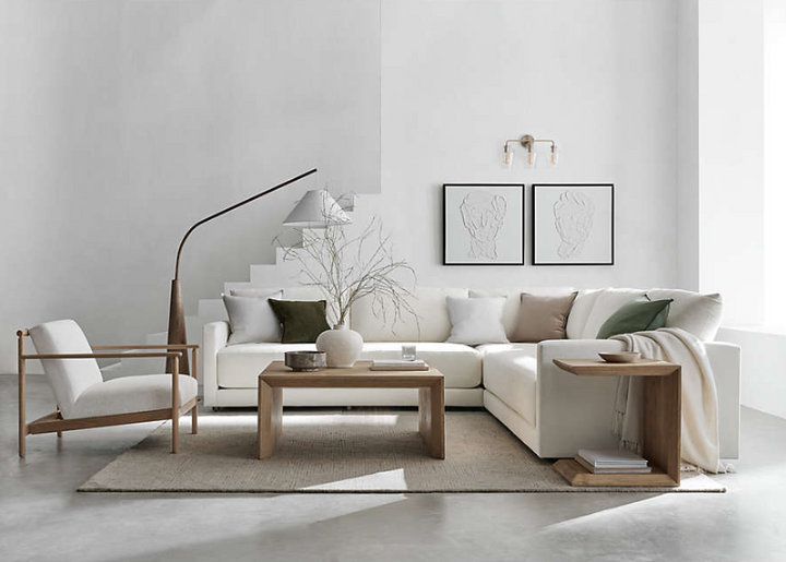 Gath Sofa 89-inch gray modern sofa with plush cushions in a small living room