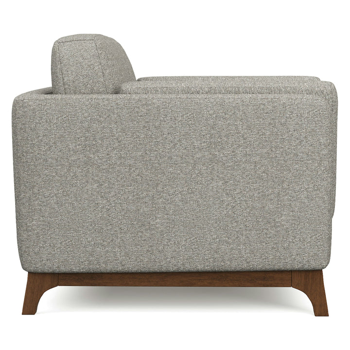 Astra Gray Lounge Chair in neutral fabric with modular sofa in modern minimalist living room