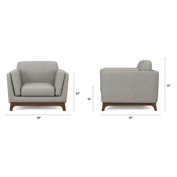 Astra Gray Lounge Chair in neutral fabric with modular sofa in modern minimalist living room