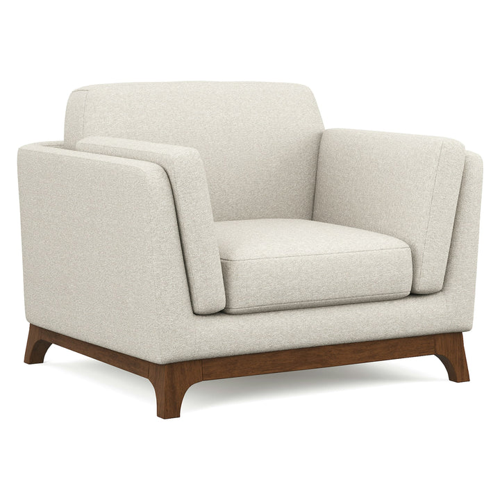 Astra Light Gray Lounge Chair in neutral fabric with modular sofa in modern minimalist living room