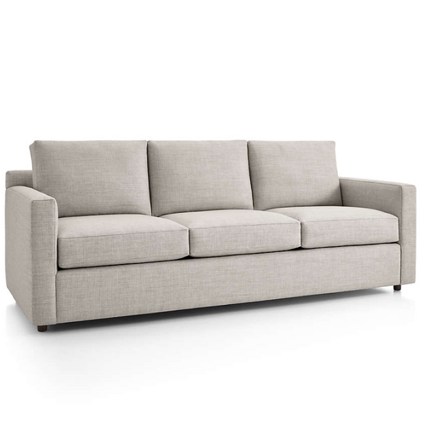 Barr Track Arm Sofa 91-inch gray modern 3-seater with track arms in family room
