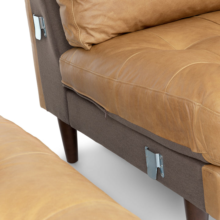 Caldwell Left Sectional developing patina in transitional style living room