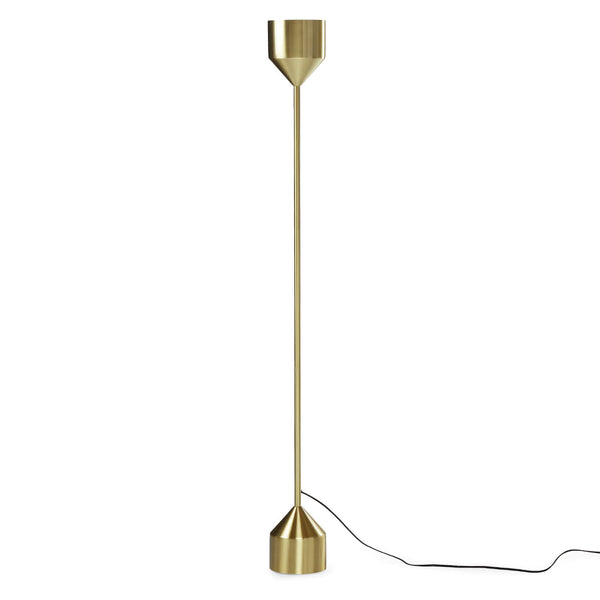 Cedrus Floor Lamp in a modern living room with metallic finish and slim profile