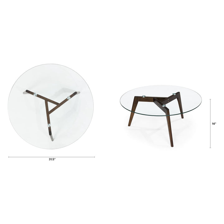 Close-up of RA Coffee Table’s 8mm thick tempered glass surface, highlighting clarity and durability