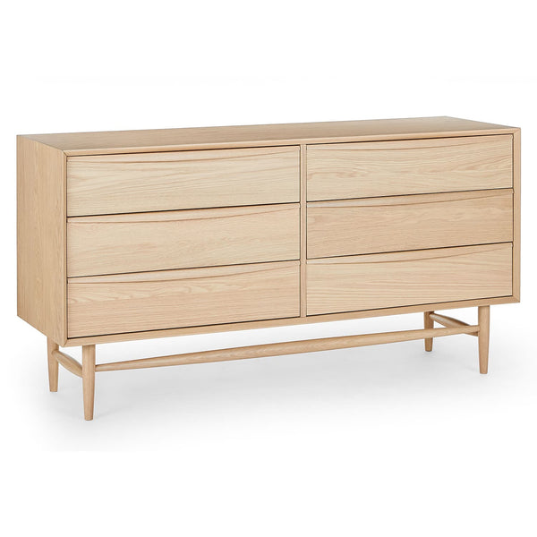 Elara 6-Drawer Double Dresser in a modern bedroom with natural wood grain and soft-close drawers