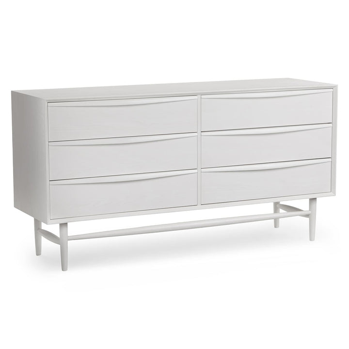 Elara 6-Drawer Double Dresser in a modern bedroom with natural wood grain and soft-close drawers