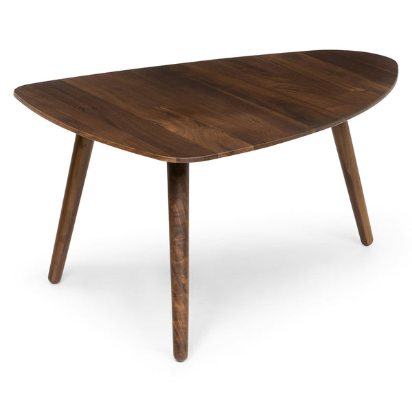 FJELL Coffee Table with laminated walnut top in a mid-century modern living room
