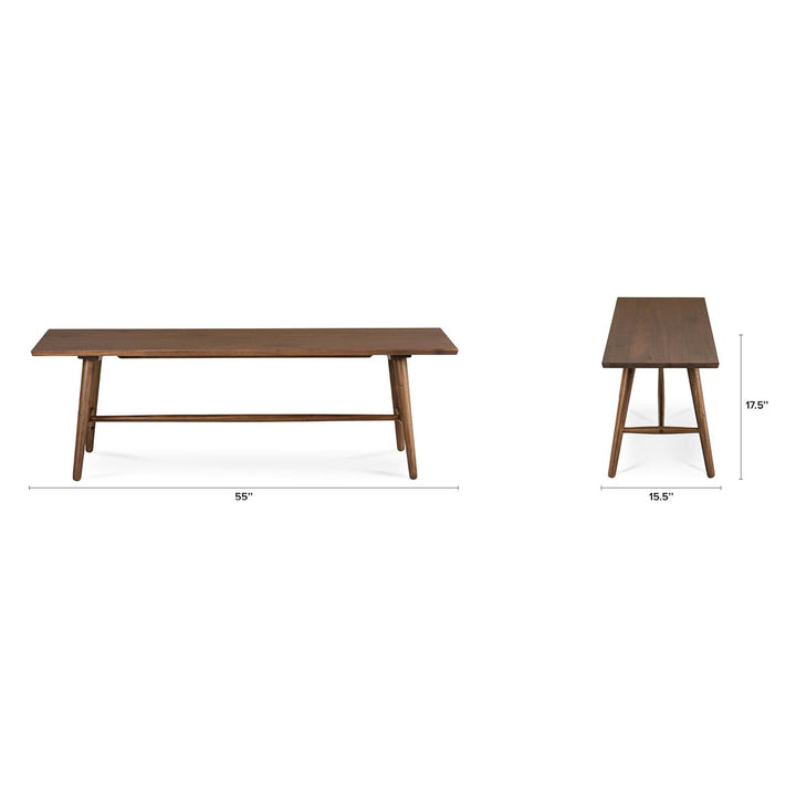 Halleberg Bench in Walnut beside the Seno Table in a modern dining area