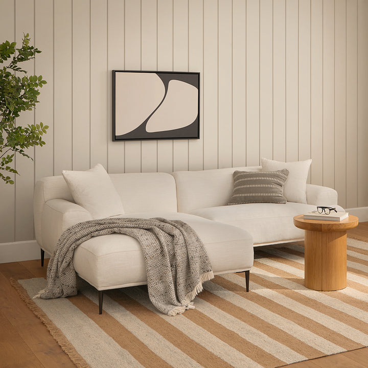 Hawthorne Sectional white modular sofa with titanium legs in industrial loft interior