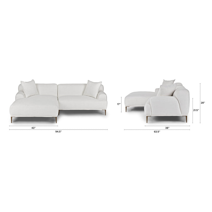 Hawthorne Sectional white modular sofa with titanium legs in industrial loft interior