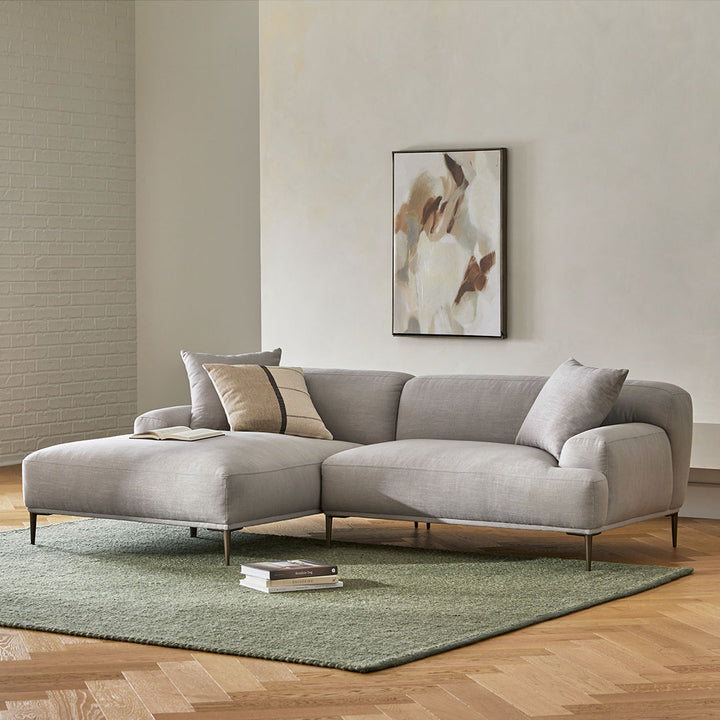 Hawthorne Sectional white modular sofa with titanium legs in industrial loft interior