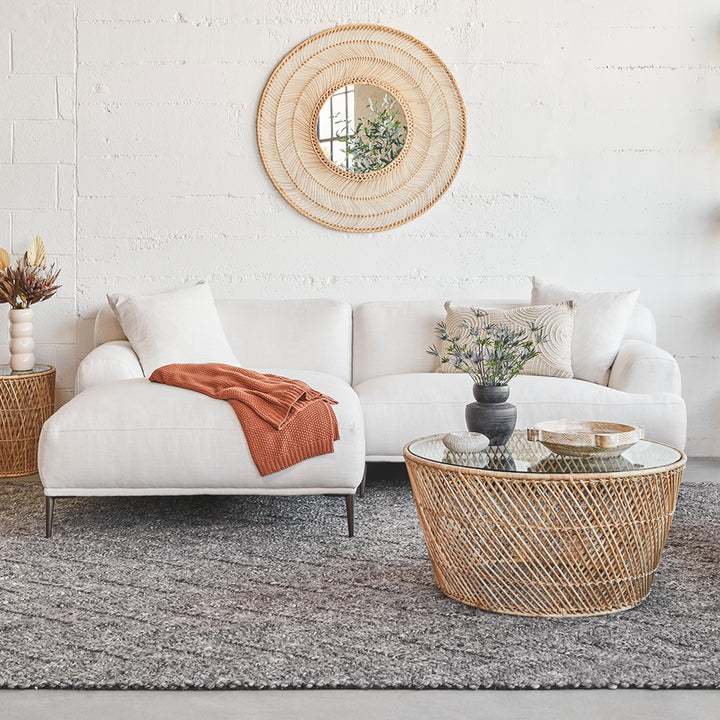 Hawthorne Sectional white modular sofa with titanium legs in industrial loft interior