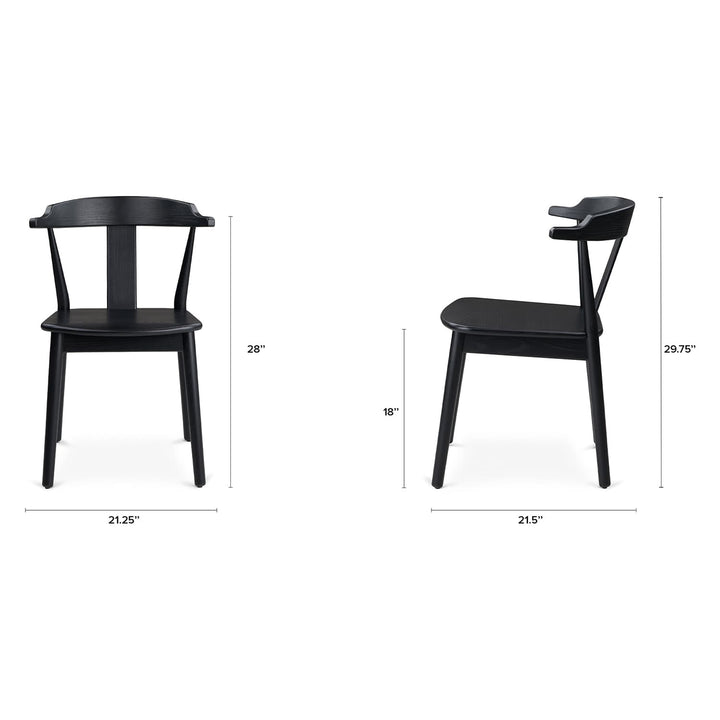 Helia Dining Chair in a farmhouse kitchen with solid wood construction and curved back