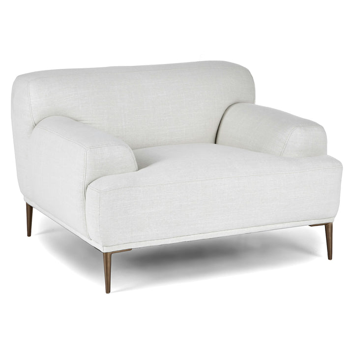 Helio Lounge Chair in quartz white with titanium legs in modern loft interior