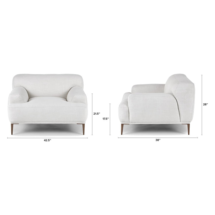Helio Lounge Chair in quartz white with titanium legs in modern loft interior