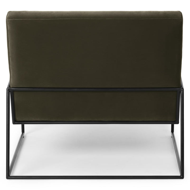Ondine Green Velvet Lounge Chair in emerald with gold legs in a modern loft setting
