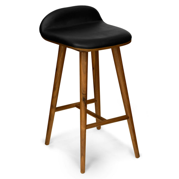 Stria Leather Counter Stool in a mid-century modern kitchen with tapered legs and Toscana leather seat