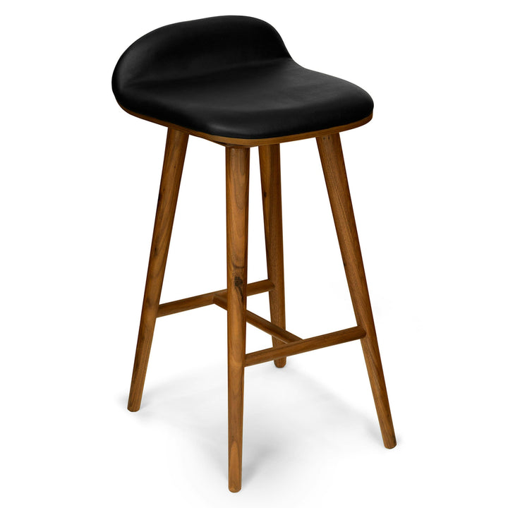 Stria Leather Counter Stool in a mid-century modern kitchen with tapered legs and Toscana leather seat
