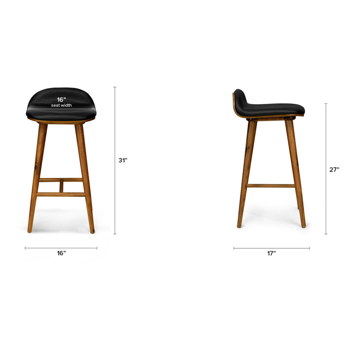 Stria Leather Counter Stool in a mid-century modern kitchen with tapered legs and Toscana leather seat