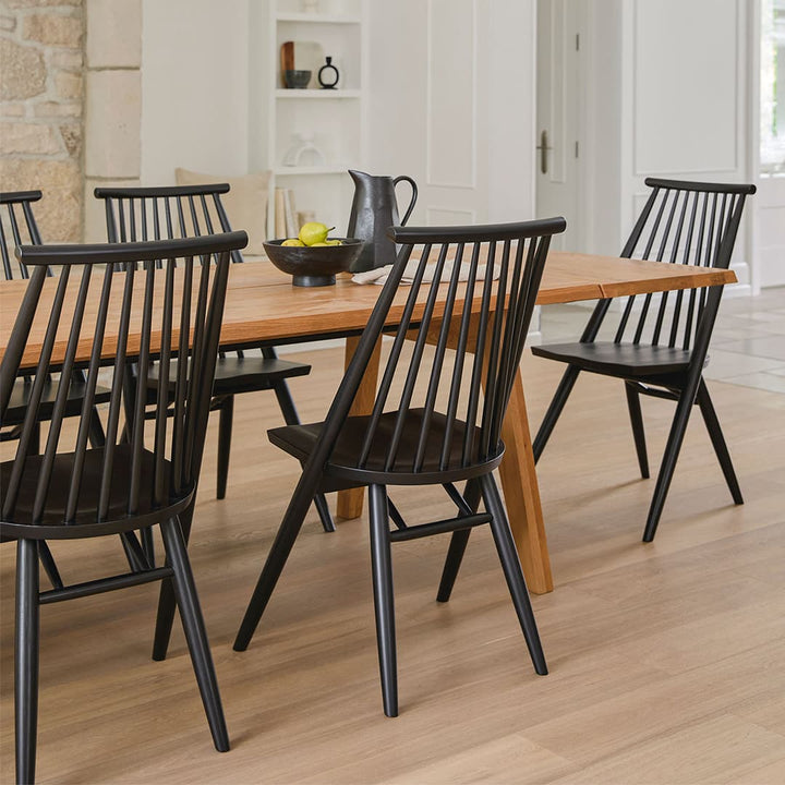 Talus Dining Chair in a rustic dining room with solid walnut Shaker design