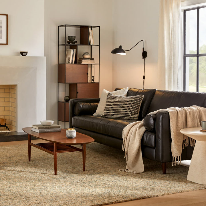 Tavola 8' x 10' Wool Rug in a mid-century modern living room with space-dyed wool texture