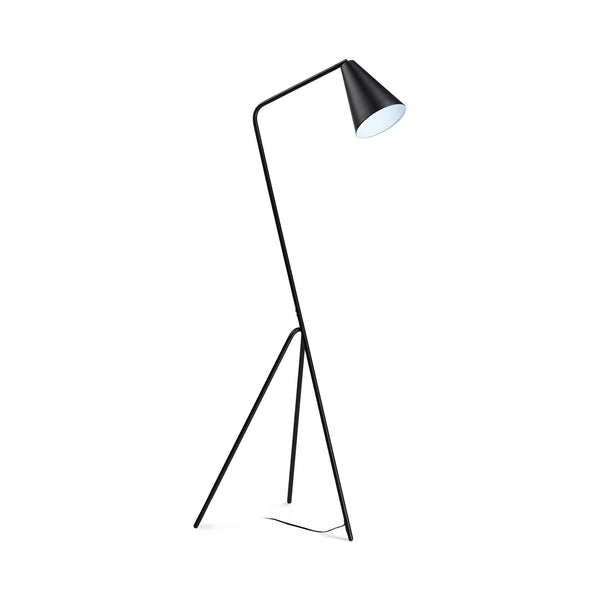 Undine Floor Lamp in a mid-century modern living room with adjustable shade and tripod base