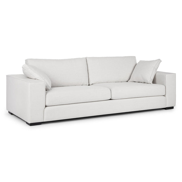 Vanderbilt White sofa with deep seats in open concept living room