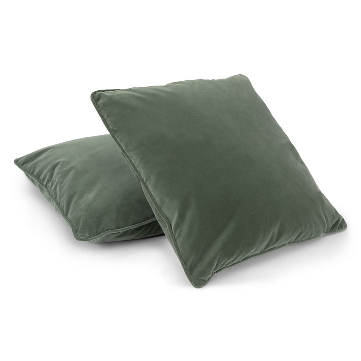Vireo Velvet Pillow Set in a modern living room with plush velvet and piped edges